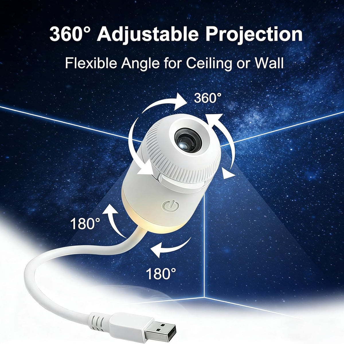 2-in-1 Galaxy Star Projector USB Night Light for Indoor Decor