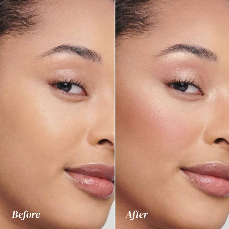 Before and after makeup result
