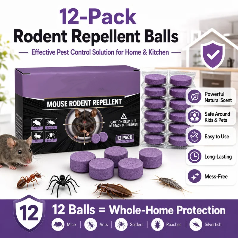 12-Pack Rodent Repellent Balls for Home Kitchen Effective Pest Control Solution