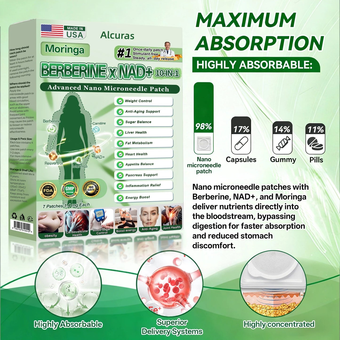 Physician-Formulated✨ |Alcuras® Upgraded Large-Coverage 10-in-1 Nano Microneedle Patch (Visible Results in Just 7 Days)